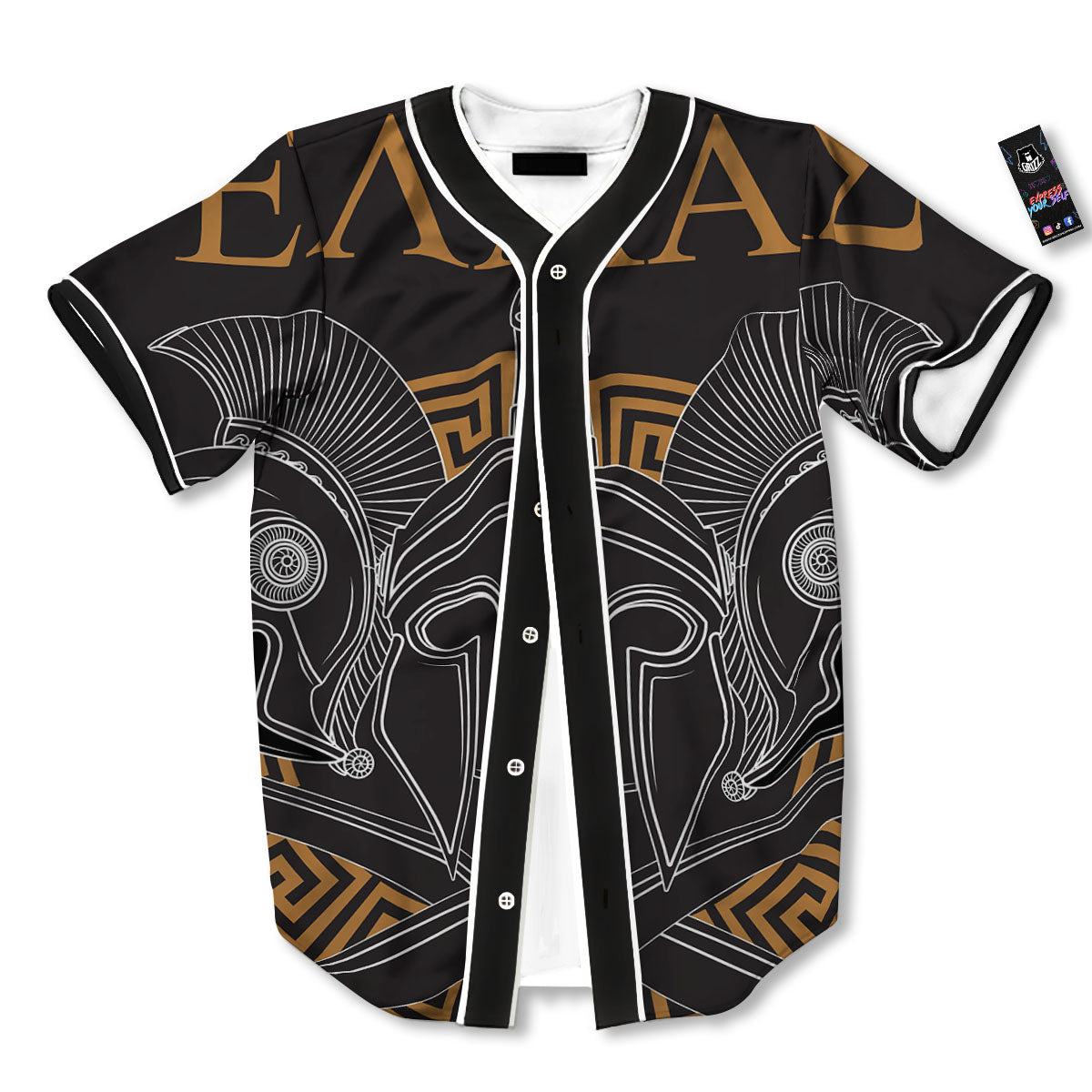 Labe Spartan Molon Print Baseball Jersey-grizzshop