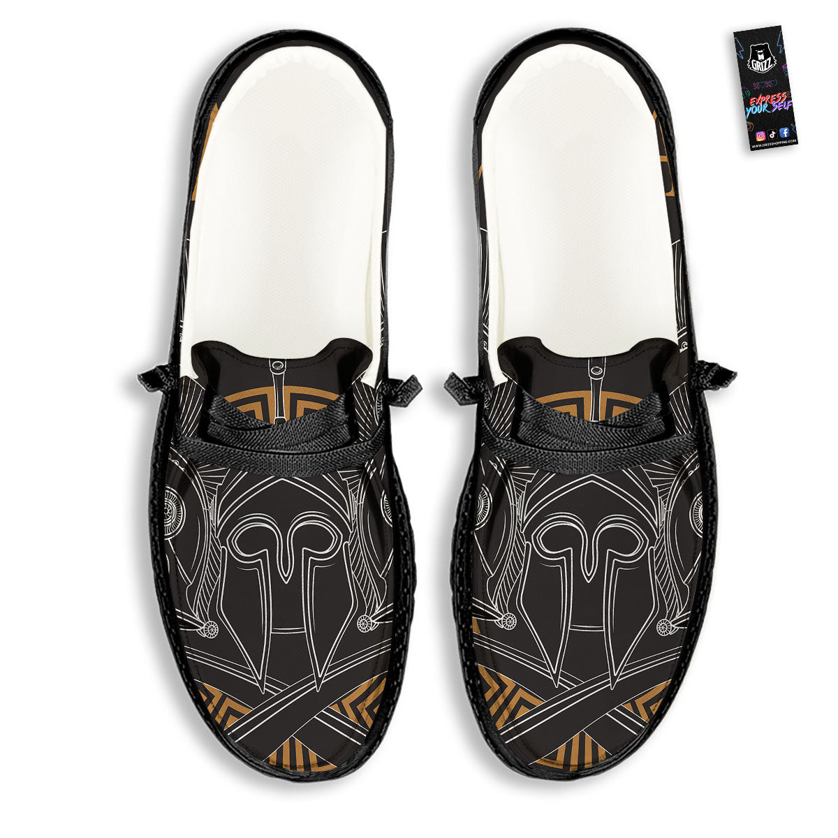 Labe Spartan Molon Print Black Loafers-grizzshop