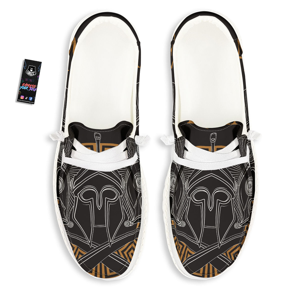 Labe Spartan Molon Print Black Loafers-grizzshop