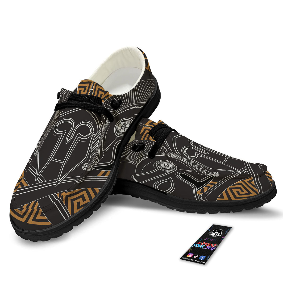 Labe Spartan Molon Print Black Loafers-grizzshop