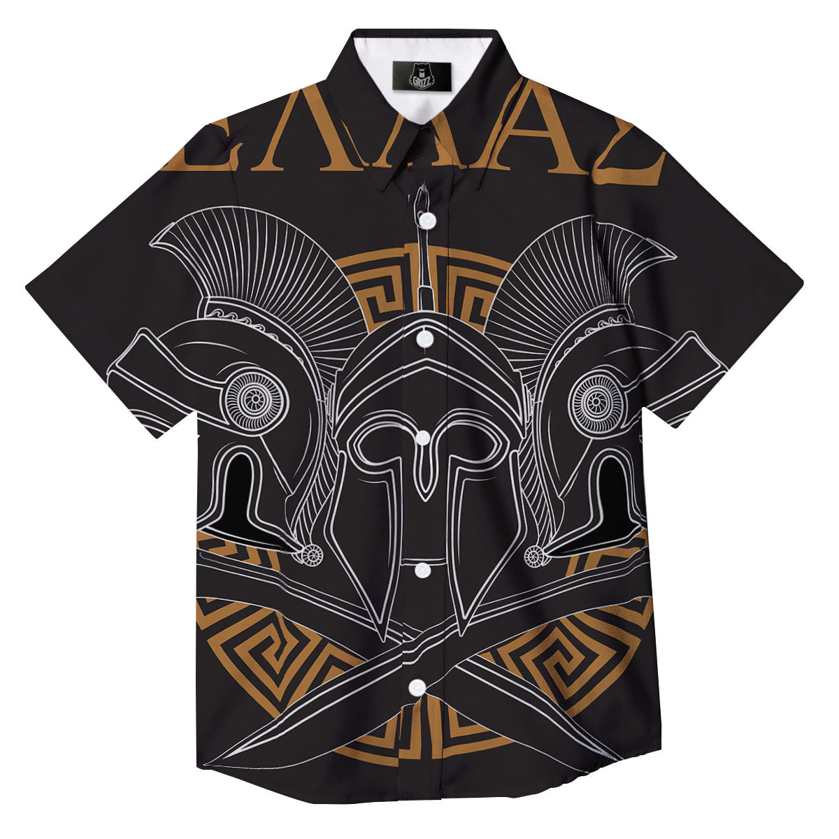 Labe Spartan Molon Print Button Up Shirt-grizzshop