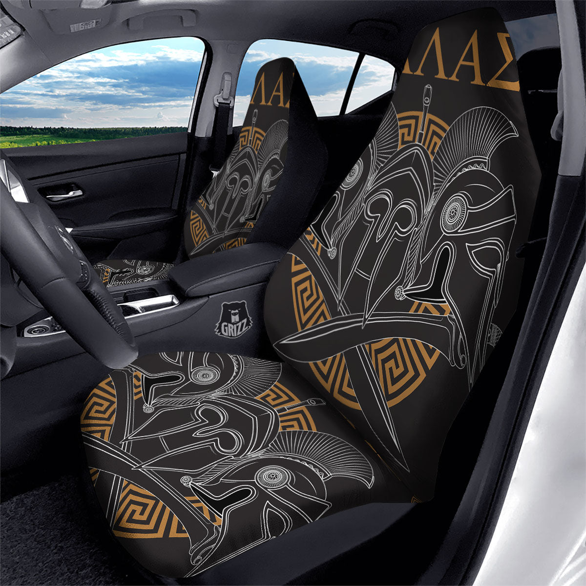 Labe Spartan Molon Print Car Seat Covers-grizzshop