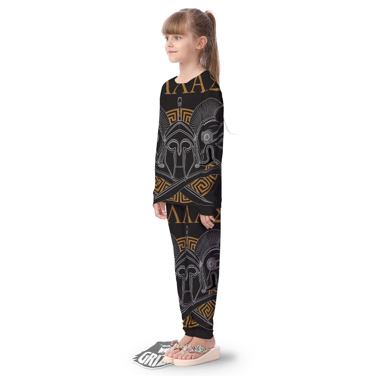 Labe Spartan Molon Print Kid's Pajamas-grizzshop
