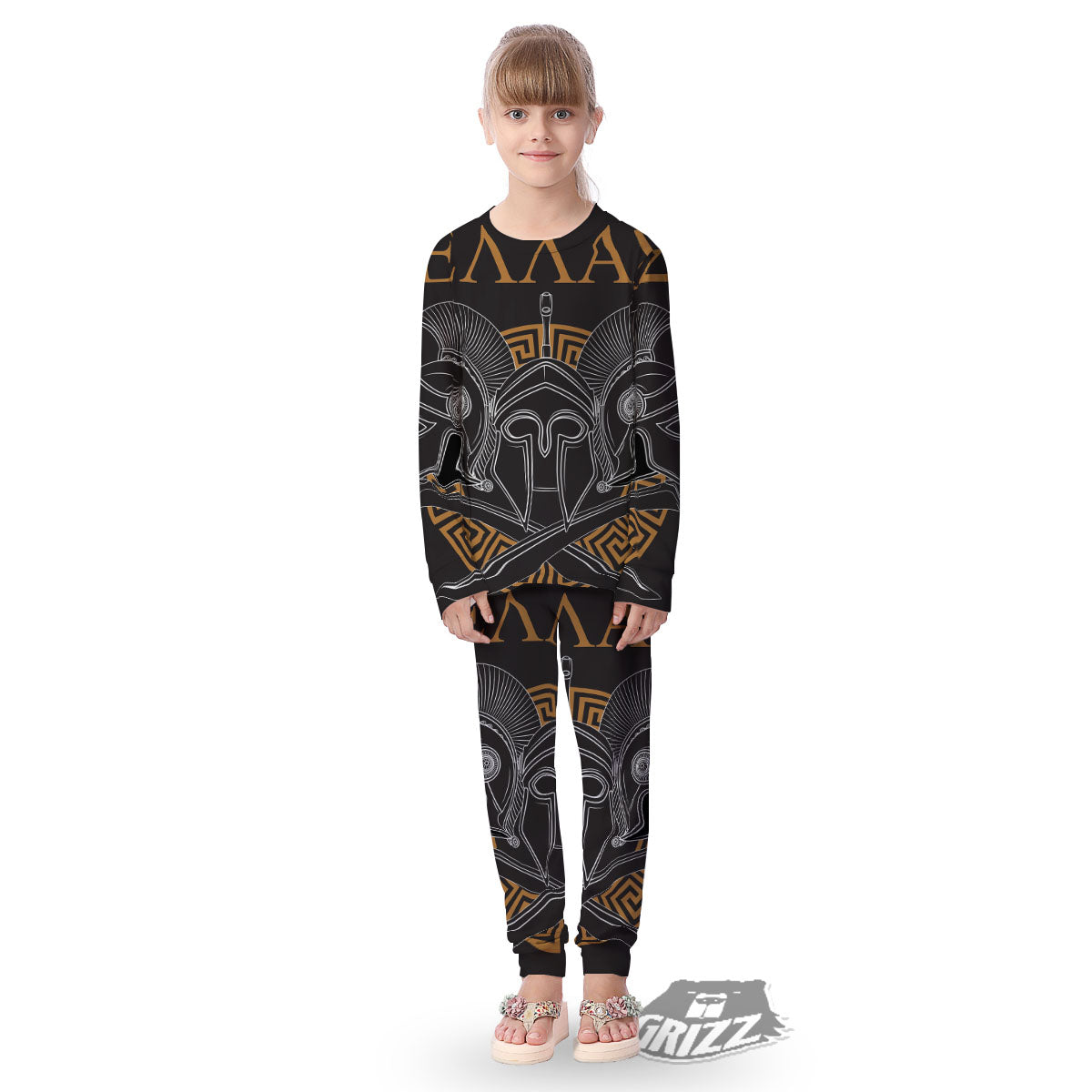 Labe Spartan Molon Print Kid's Pajamas-grizzshop
