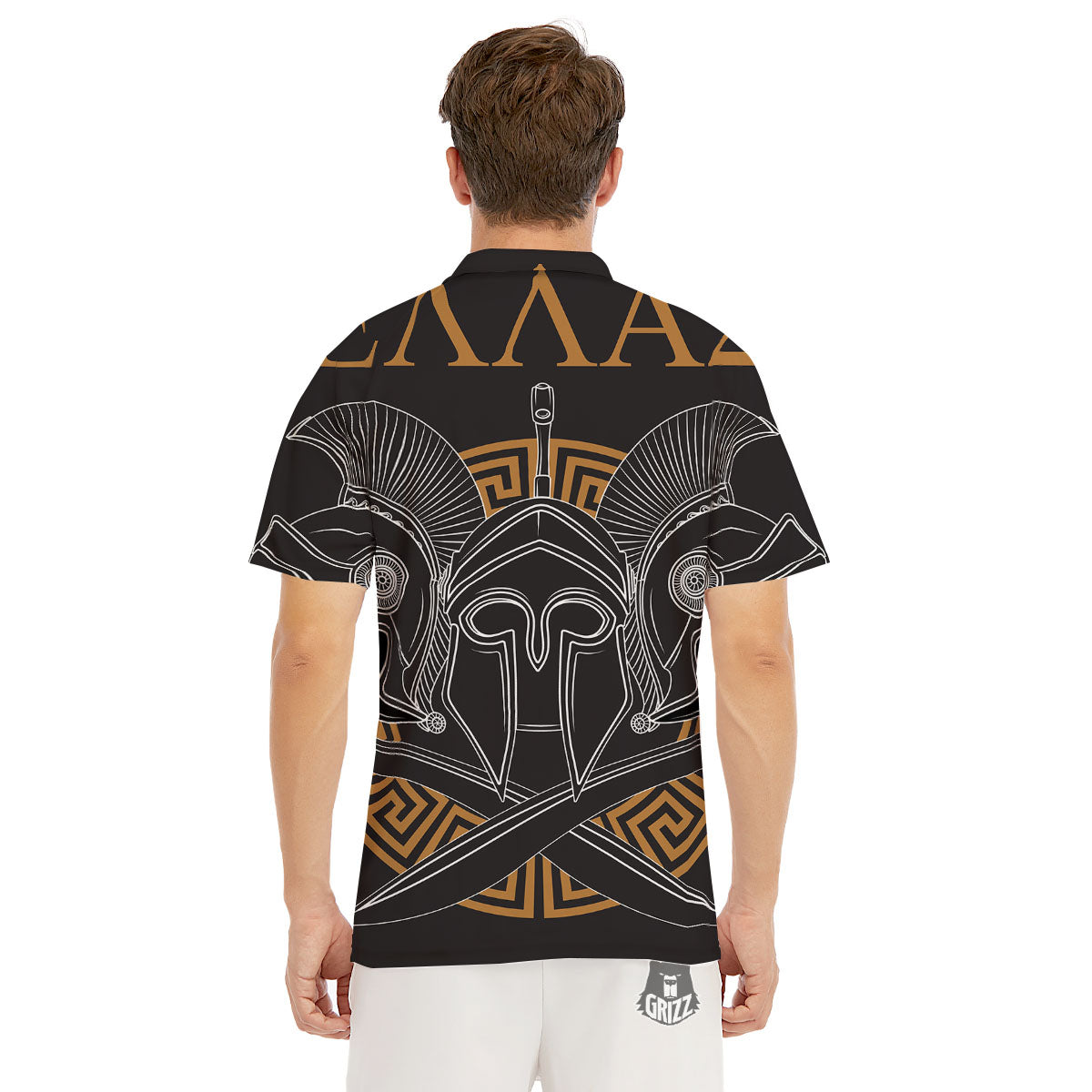 Labe Spartan Molon Print Men's Golf Shirts-grizzshop