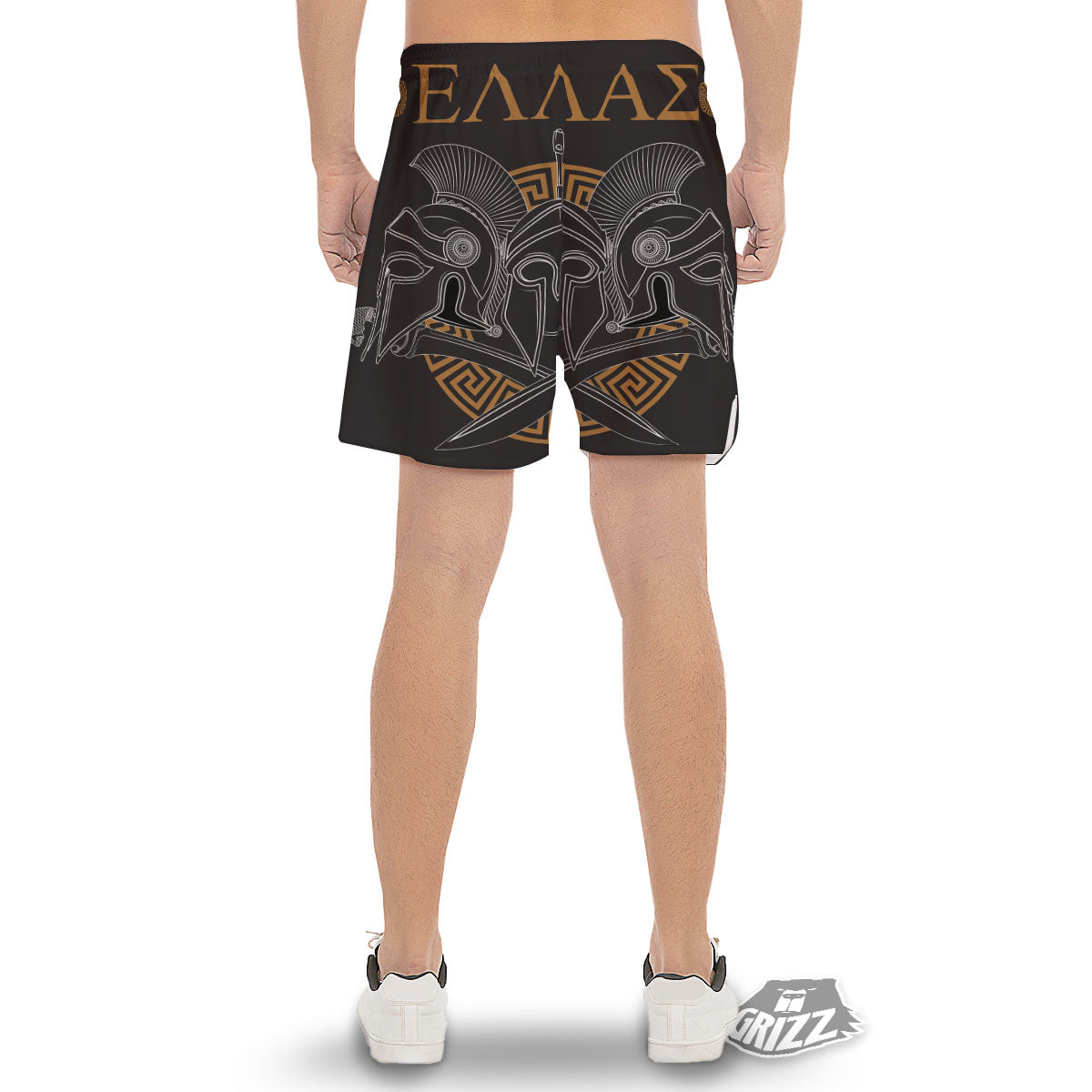 Labe Spartan Molon Print Men's Gym Shorts-grizzshop