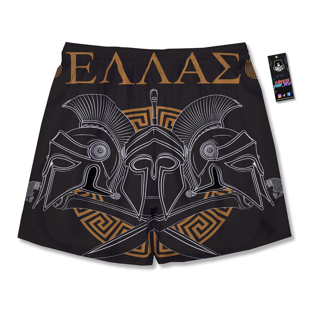 Labe Spartan Molon Print Men's Running Shorts-grizzshop
