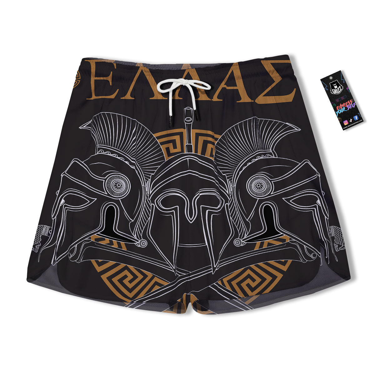 Labe Spartan Molon Print Men's Running Shorts-grizzshop
