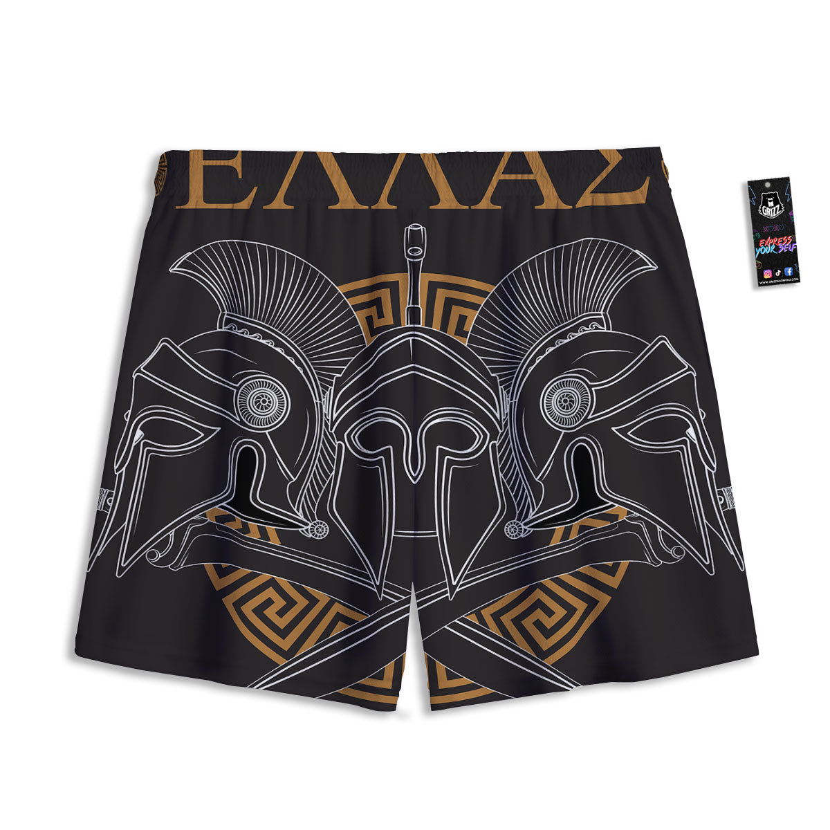Labe Spartan Molon Print Mesh Shorts