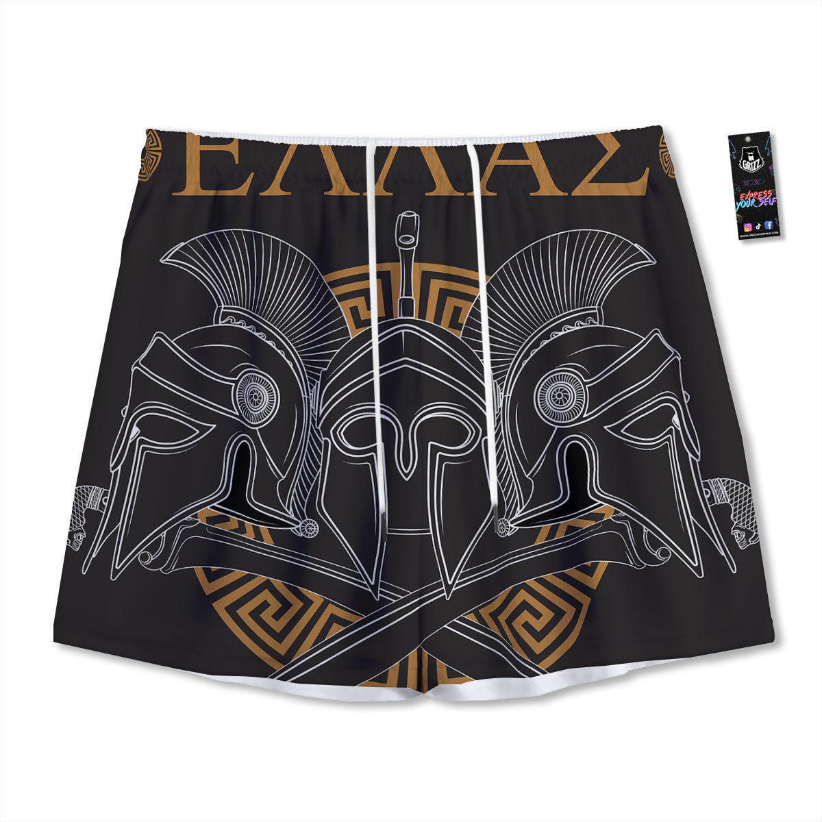 Labe Spartan Molon Print Mesh Shorts