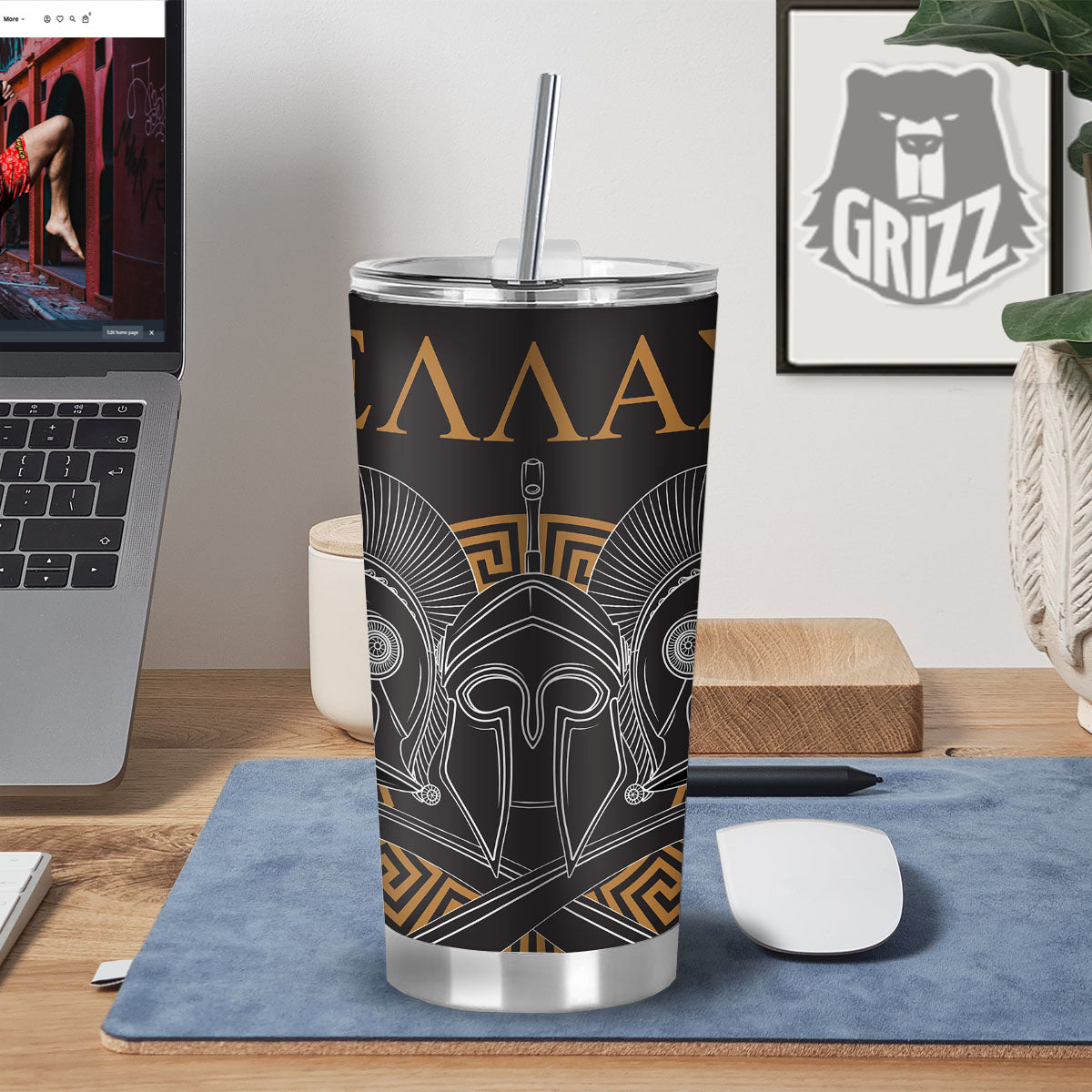 Labe Spartan Molon Print Tumbler-grizzshop