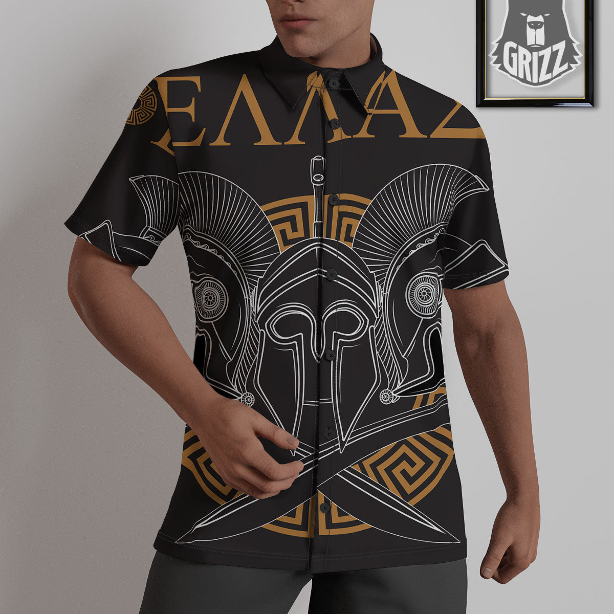 Labe Spartan Molon Print Untucked Shirts-grizzshop