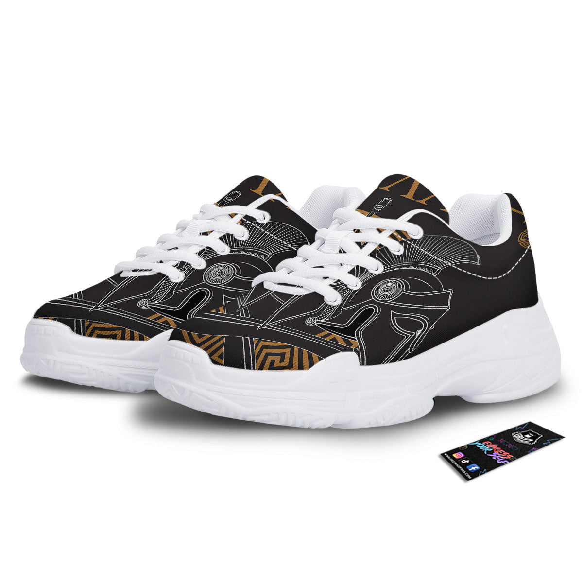 Labe Spartan Molon Print White Chunky Shoes-grizzshop