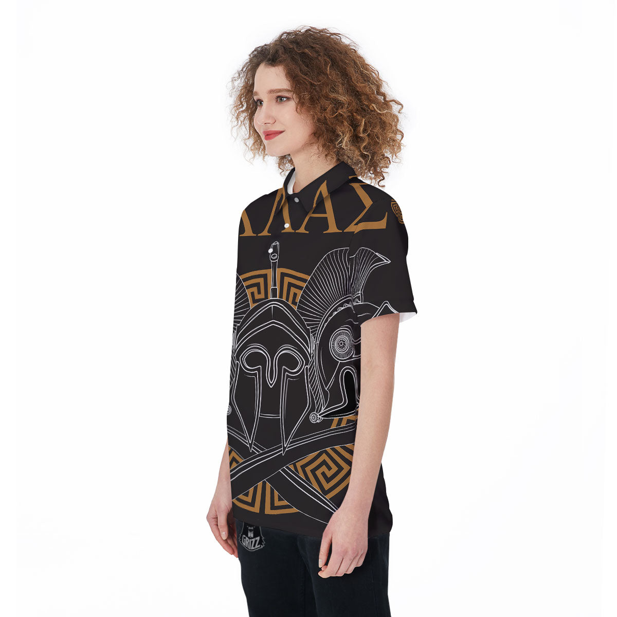 Labe Spartan Molon Print Women's Golf Shirts-grizzshop