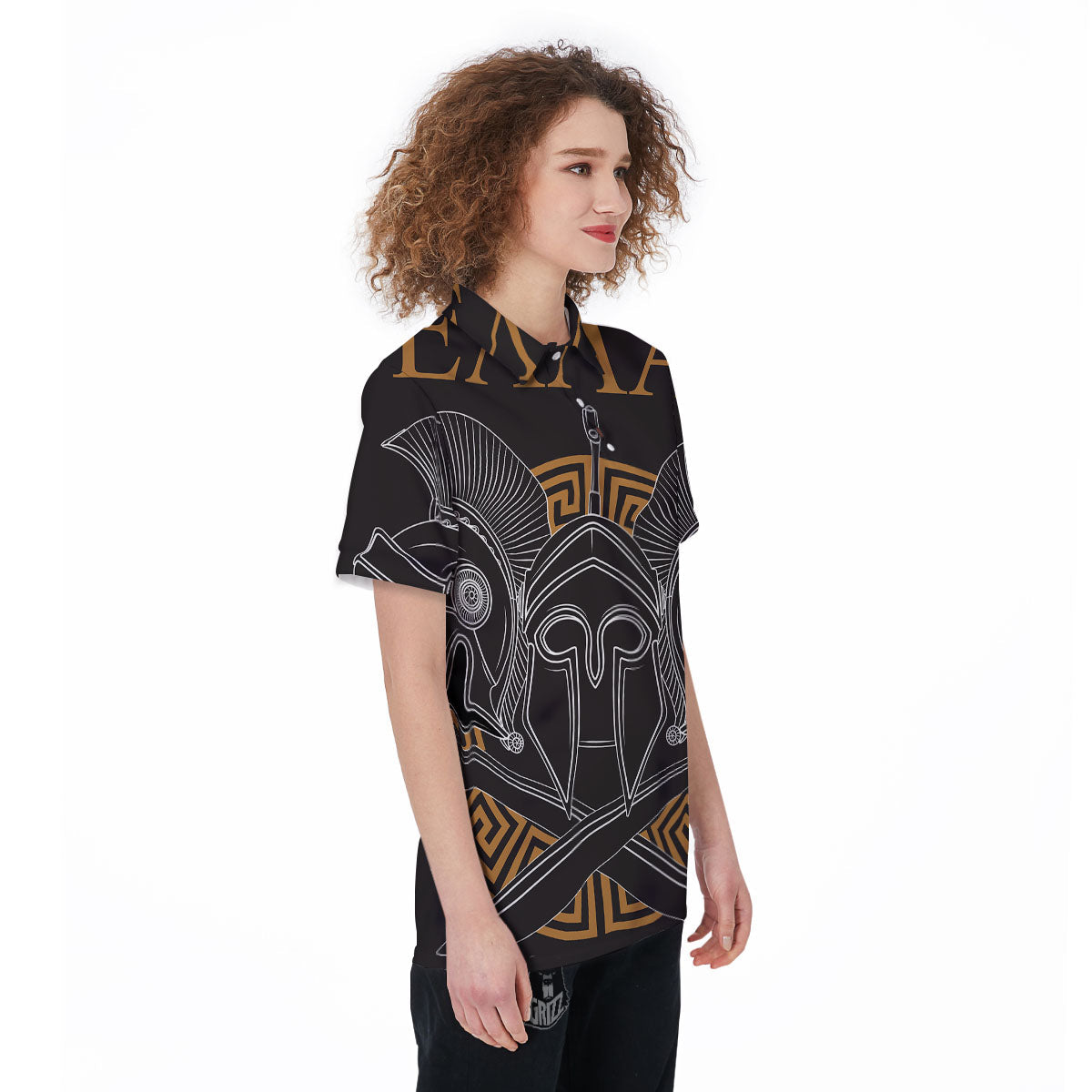 Labe Spartan Molon Print Women's Golf Shirts-grizzshop