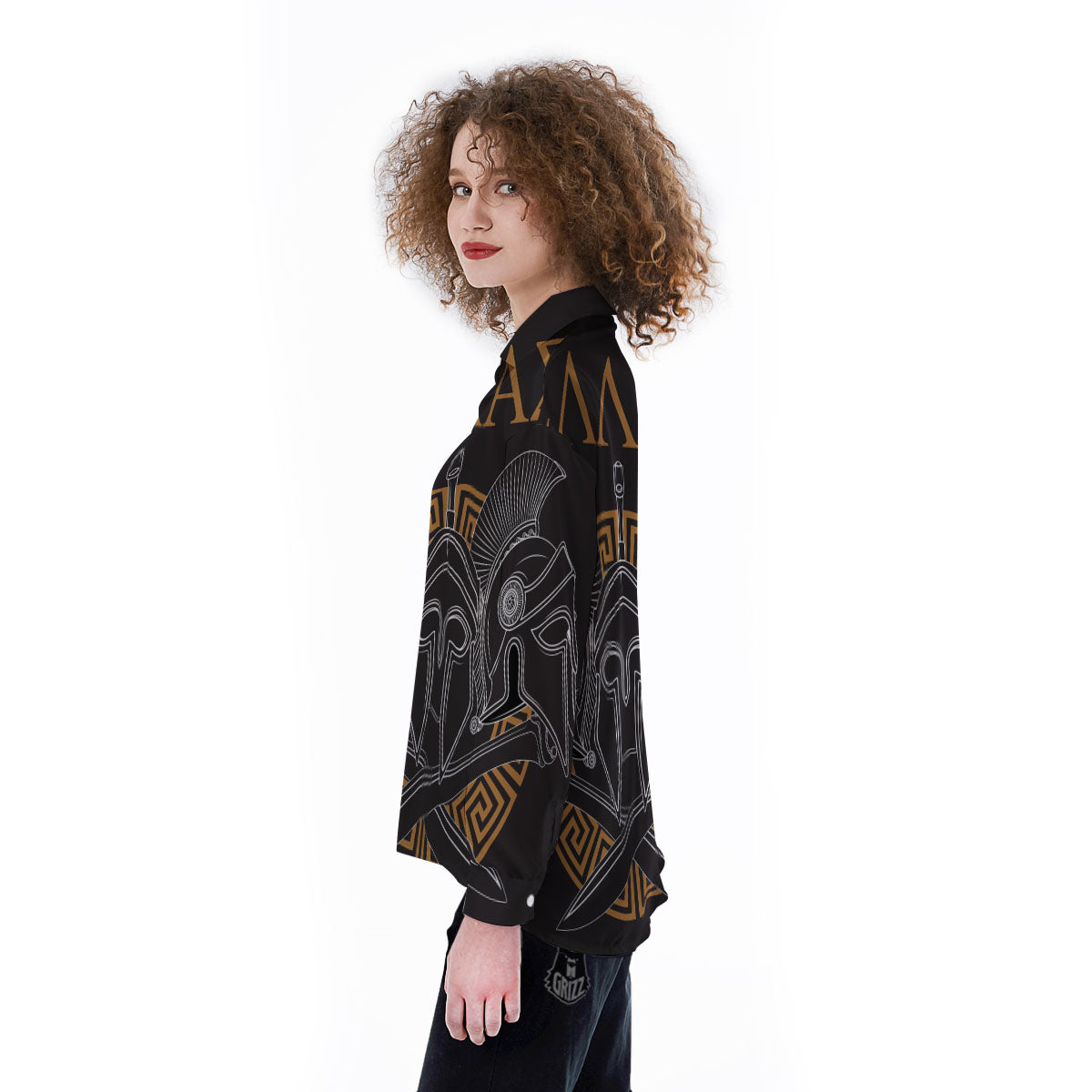 Labe Spartan Molon Print Women's Long Sleeve Shirts-grizzshop