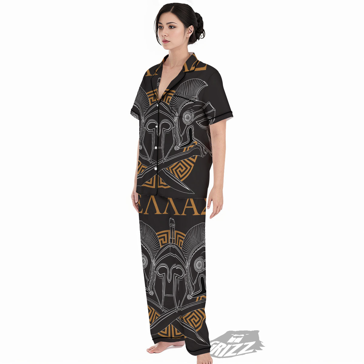 Labe Spartan Molon Print Women's Pajamas Set-grizzshop
