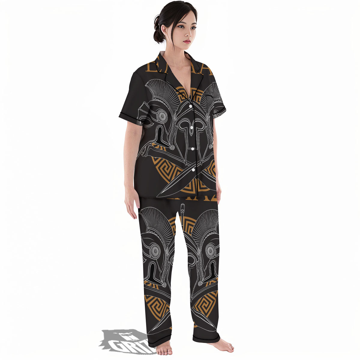 Labe Spartan Molon Print Women's Pajamas Set-grizzshop