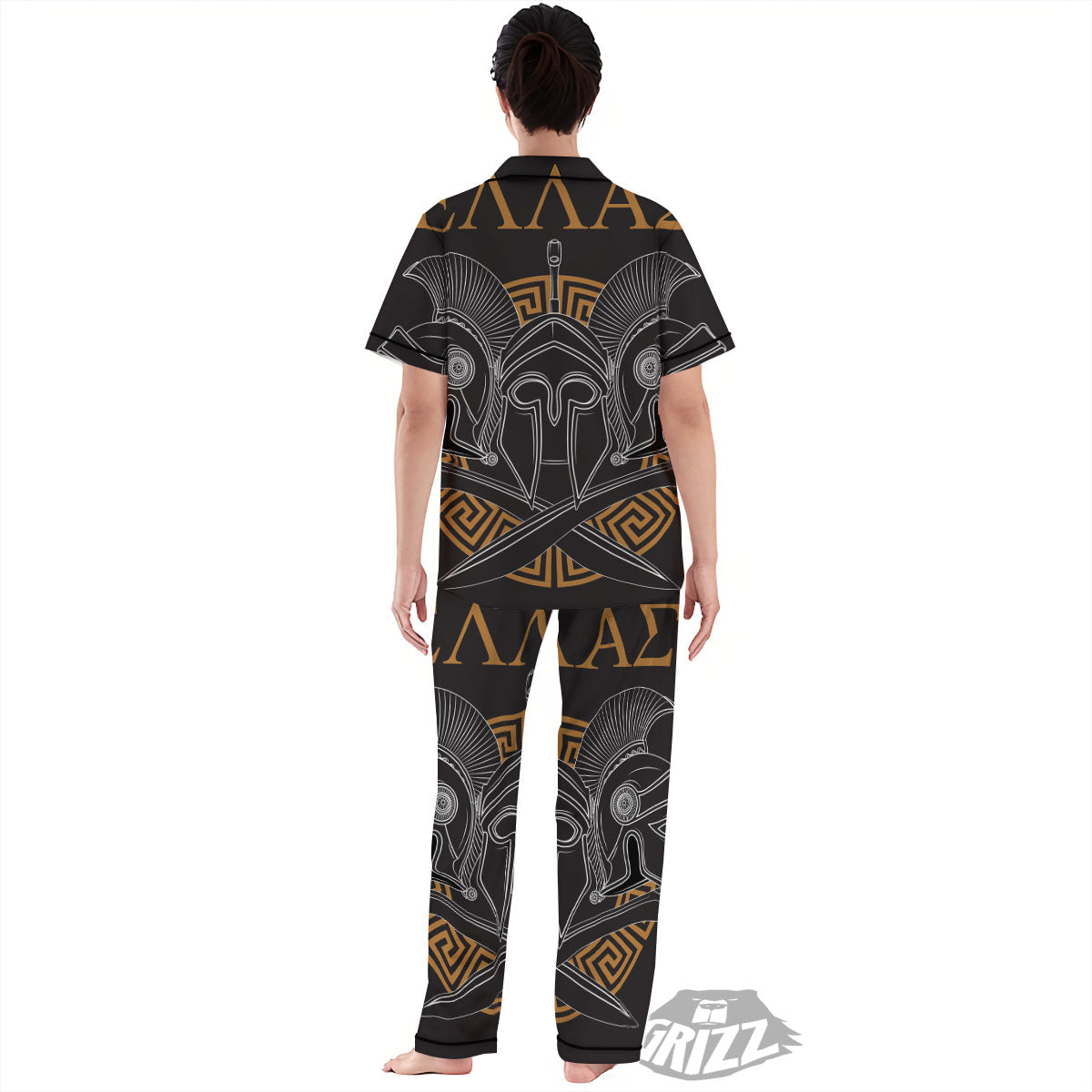 Labe Spartan Molon Print Women's Pajamas Set-grizzshop