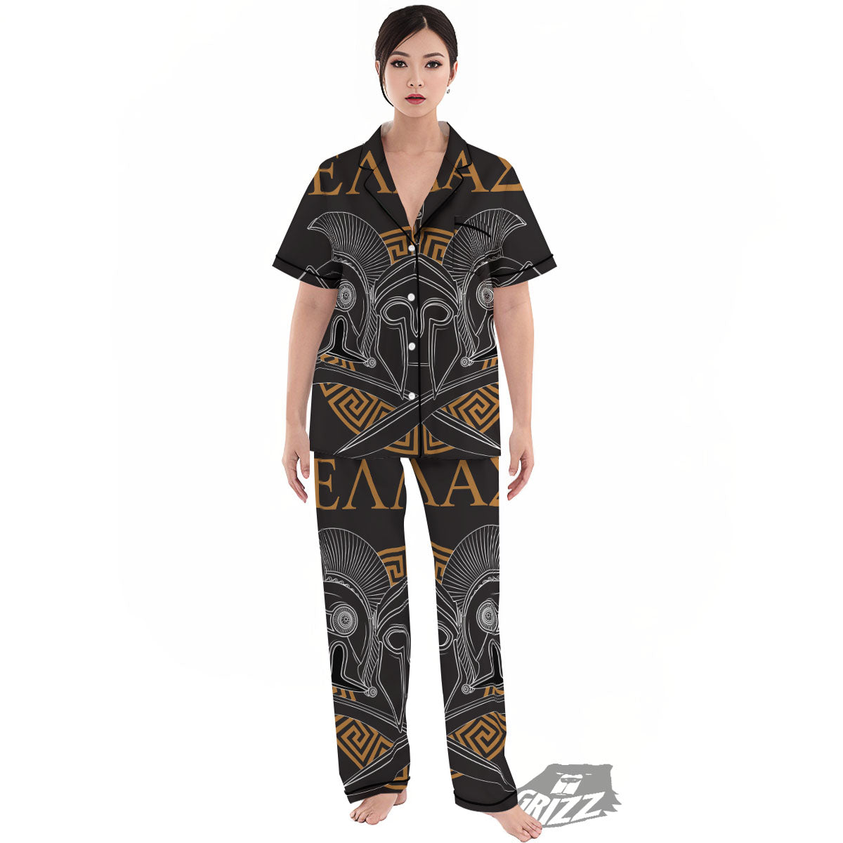 Labe Spartan Molon Print Women's Pajamas Set-grizzshop