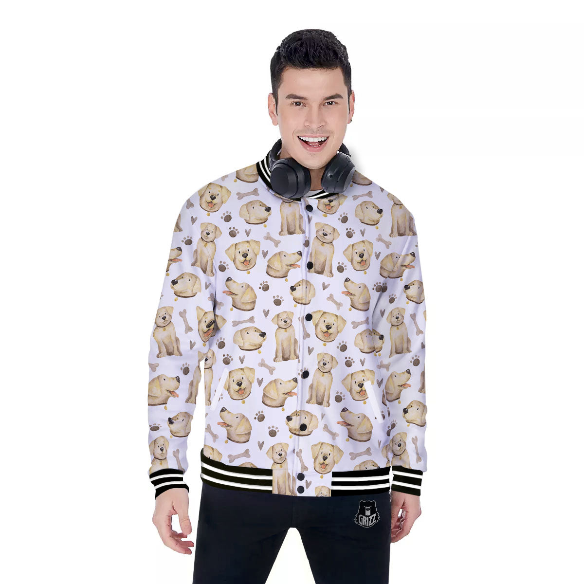 Labrador Retriever Happy Print Pattern Baseball Jacket-grizzshop