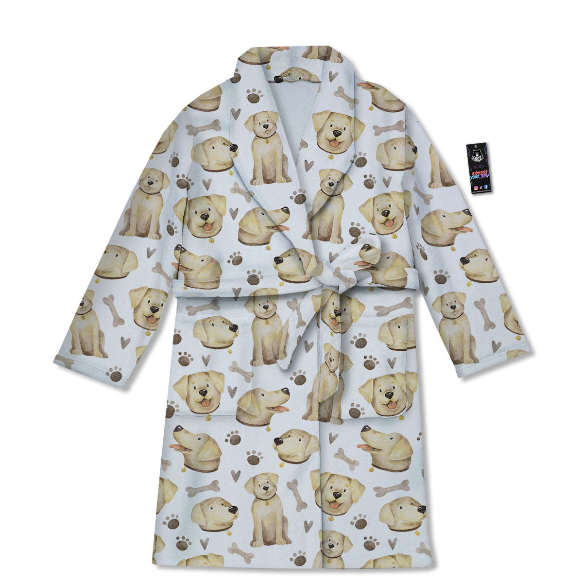 Labrador Retriever Happy Print Pattern Bathrobe-grizzshop