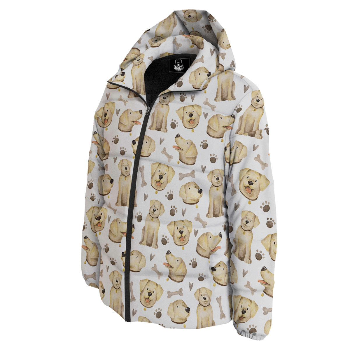 Labrador Retriever Happy Print Pattern Down Jacket-grizzshop