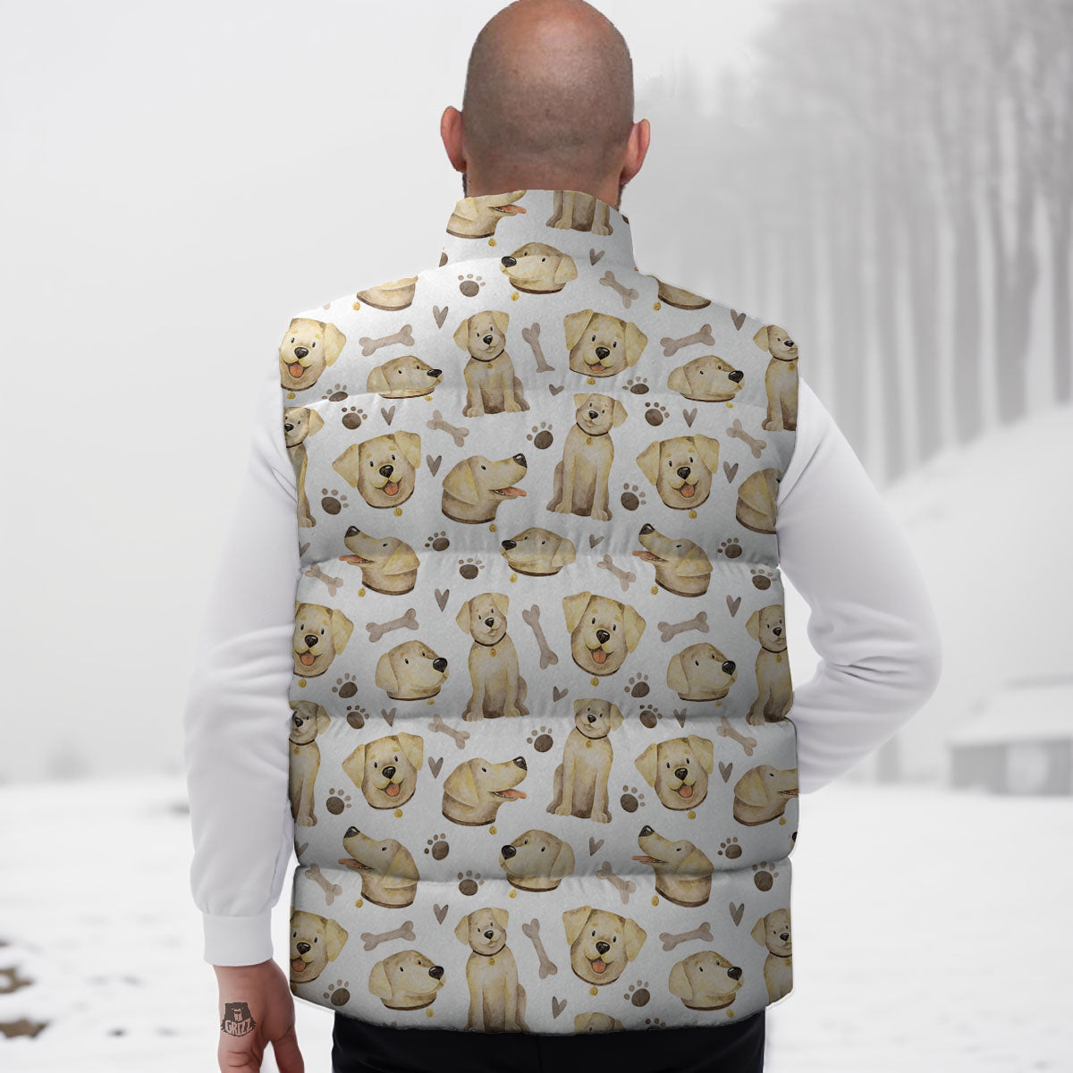 Labrador Retriever Happy Print Pattern Down Vest