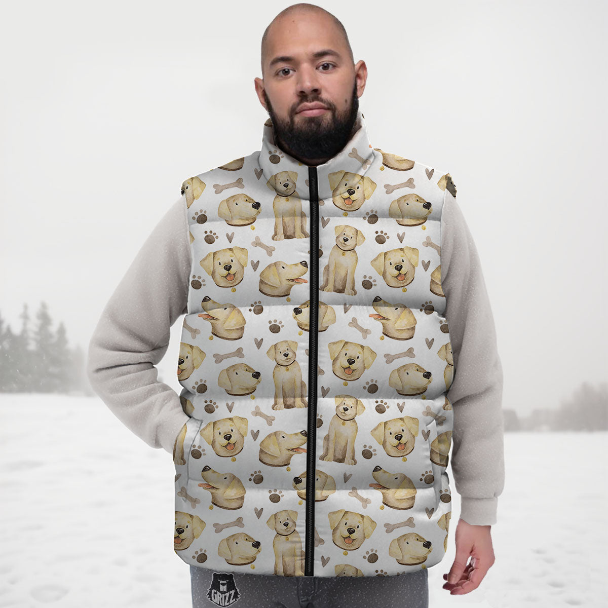 Labrador Retriever Happy Print Pattern Down Vest