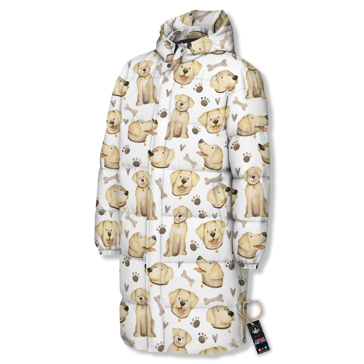 Labrador Retriever Happy Print Pattern Long Down Jacket-grizzshop