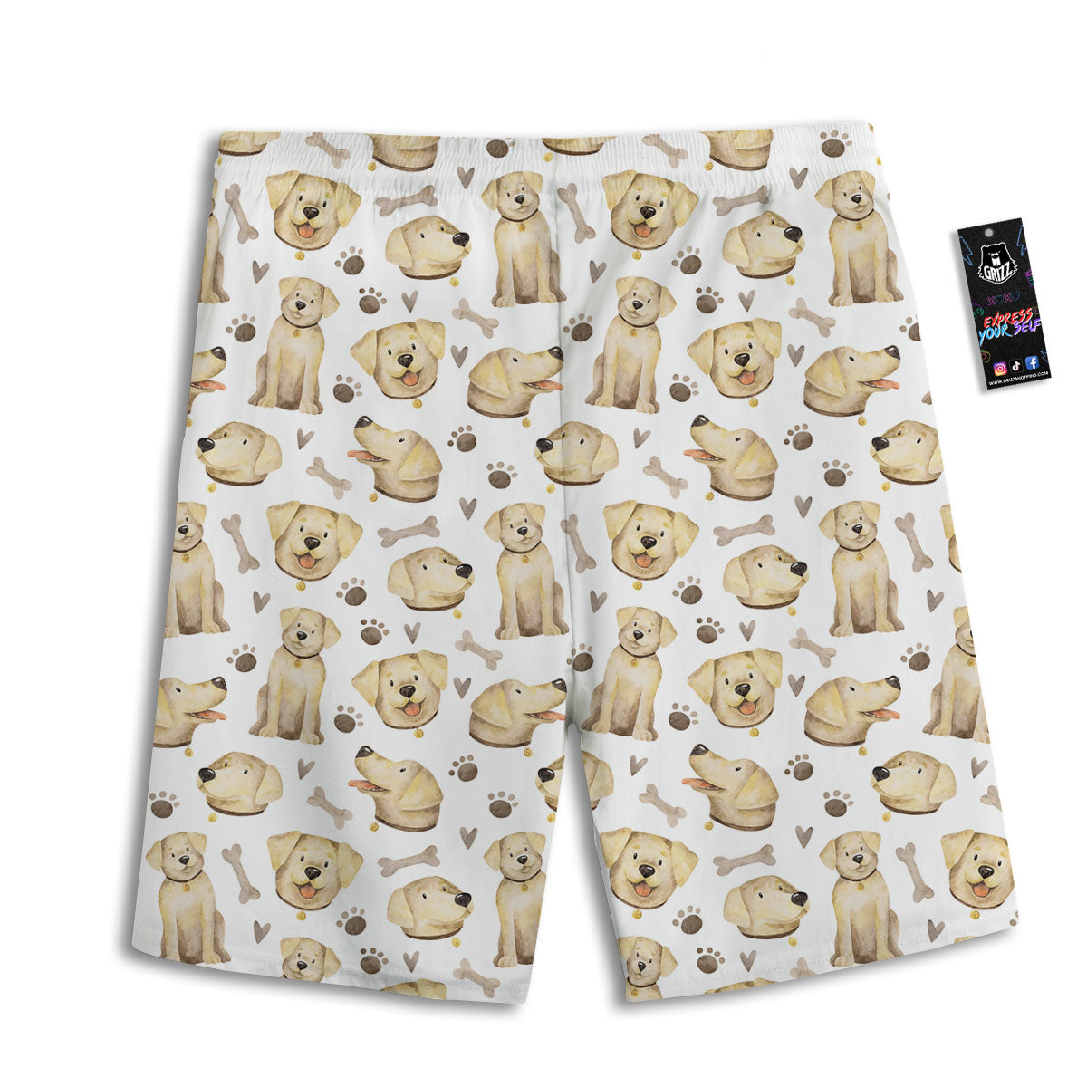 Labrador Retriever Happy Print Pattern Men's Athletic Shorts