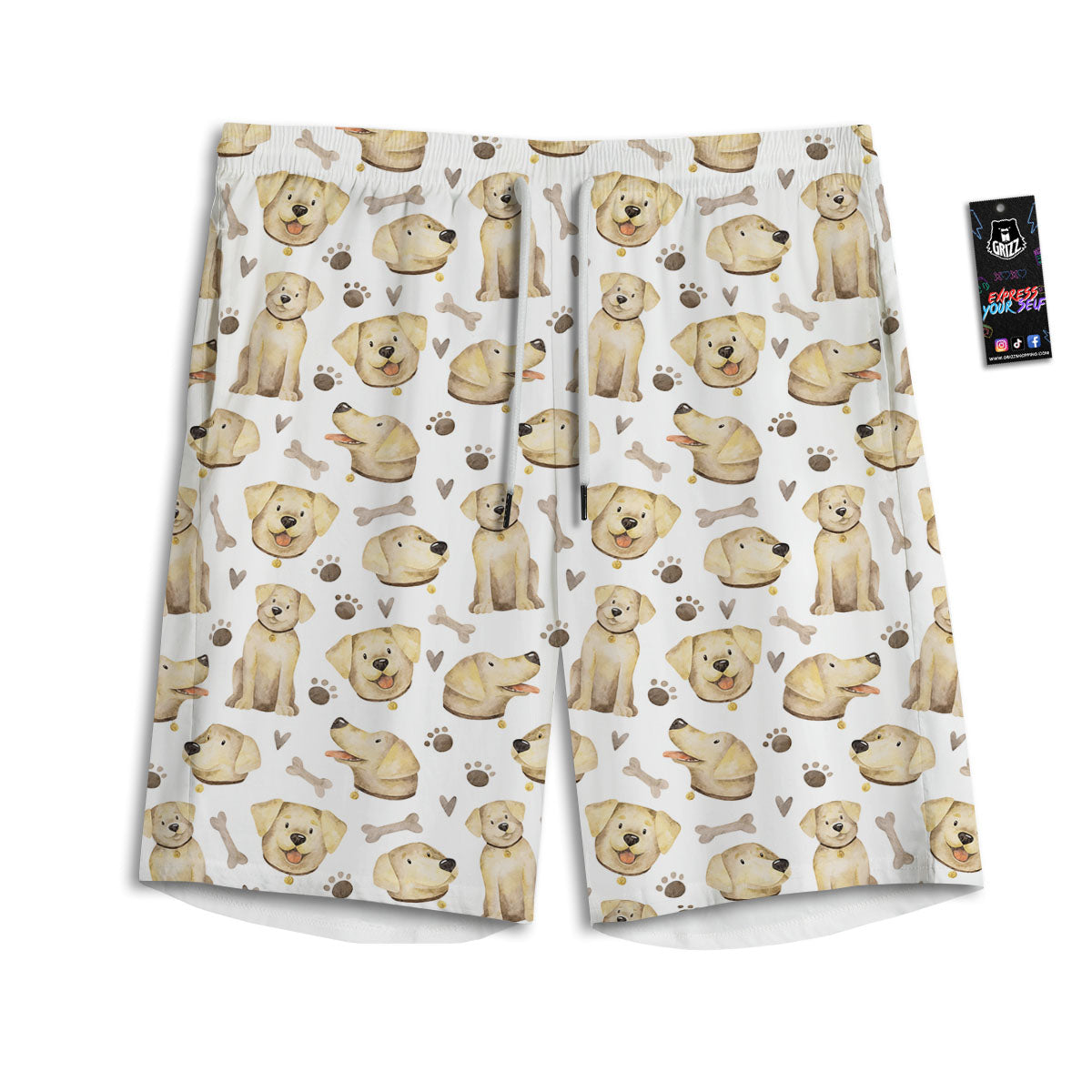 Labrador Retriever Happy Print Pattern Men's Athletic Shorts