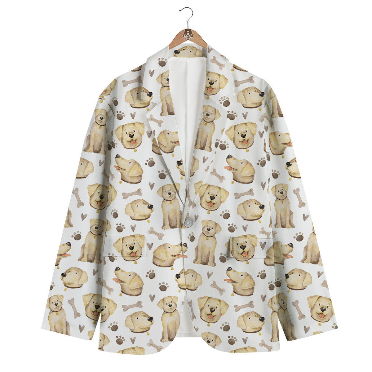 Labrador Retriever Happy Print Pattern Men's Blazer-grizzshop