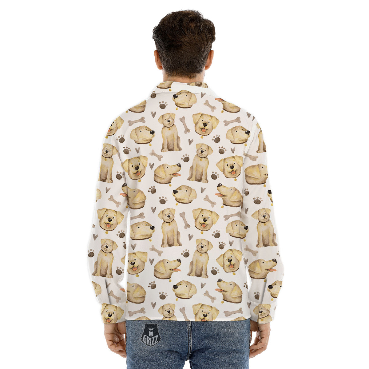 Labrador Retriever Happy Print Pattern Men's Dress Shirts-grizzshop