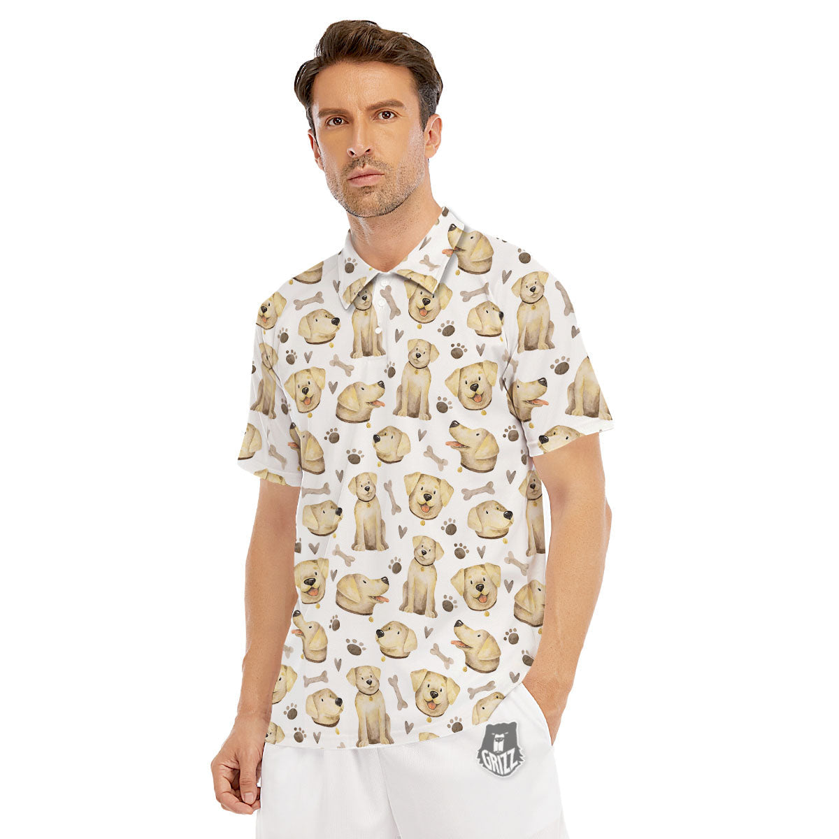 Labrador Retriever Happy Print Pattern Men's Golf Shirts-grizzshop