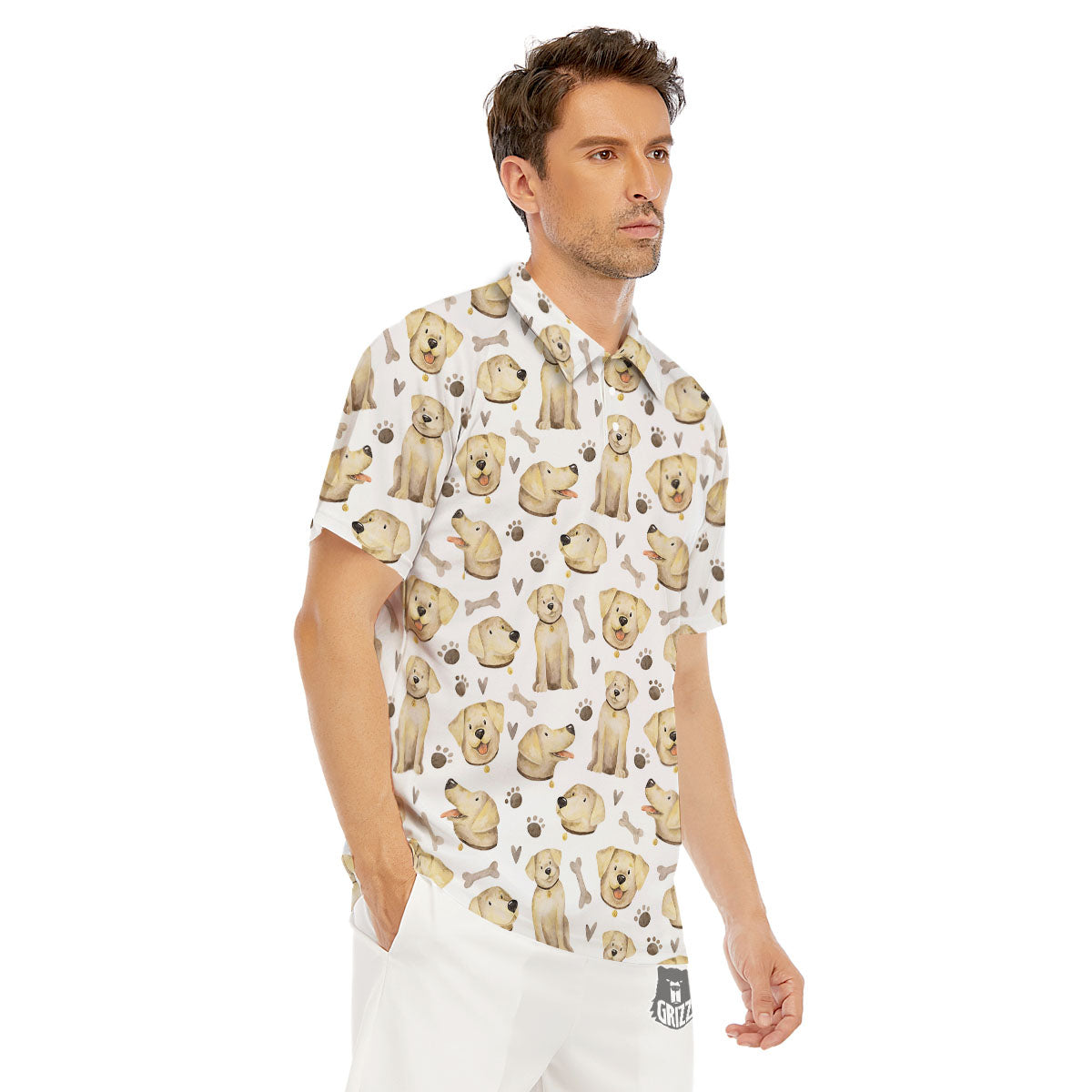 Labrador Retriever Happy Print Pattern Men's Golf Shirts-grizzshop