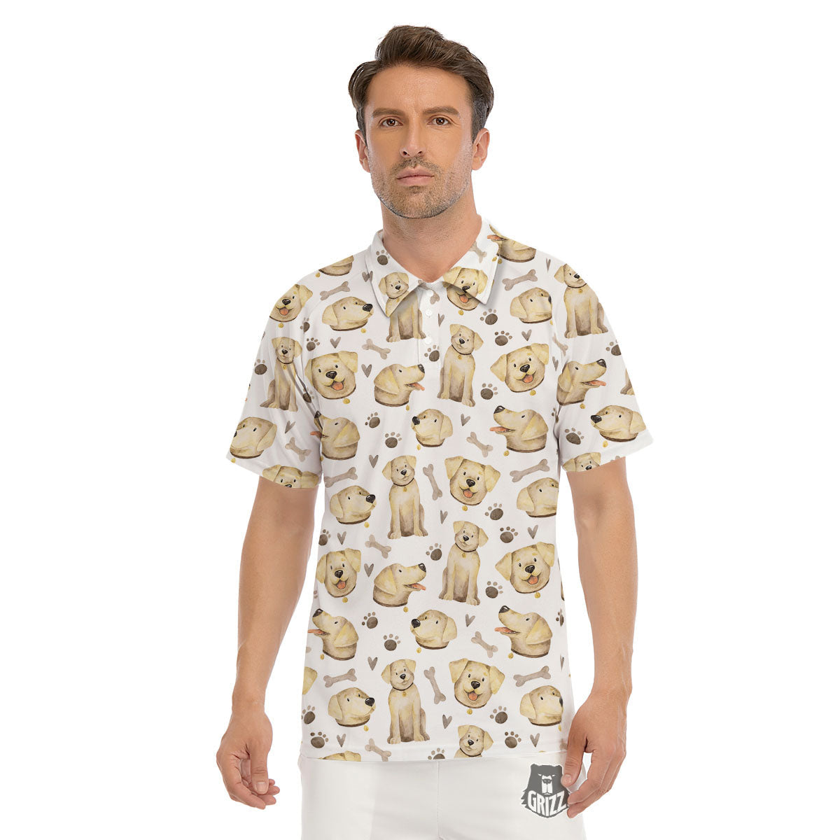 Labrador Retriever Happy Print Pattern Men's Golf Shirts-grizzshop