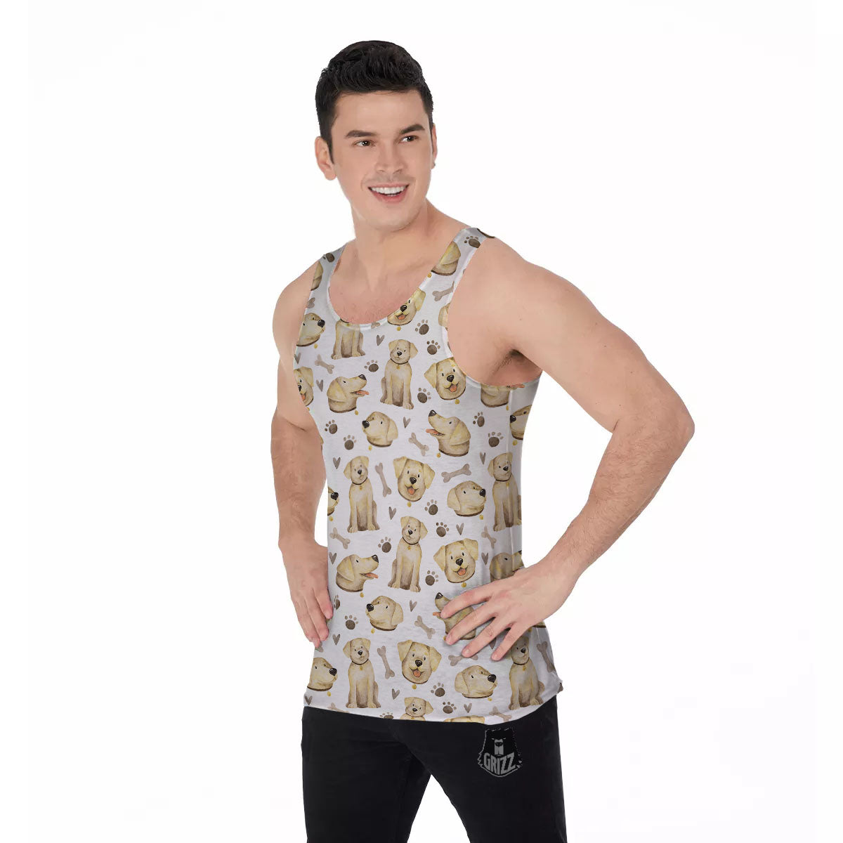 Labrador Retriever Happy Print Pattern Men's Tank Top-grizzshop