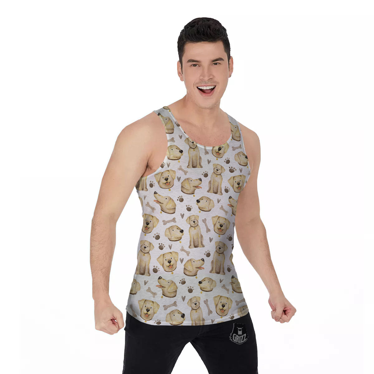 Labrador Retriever Happy Print Pattern Men's Tank Top-grizzshop