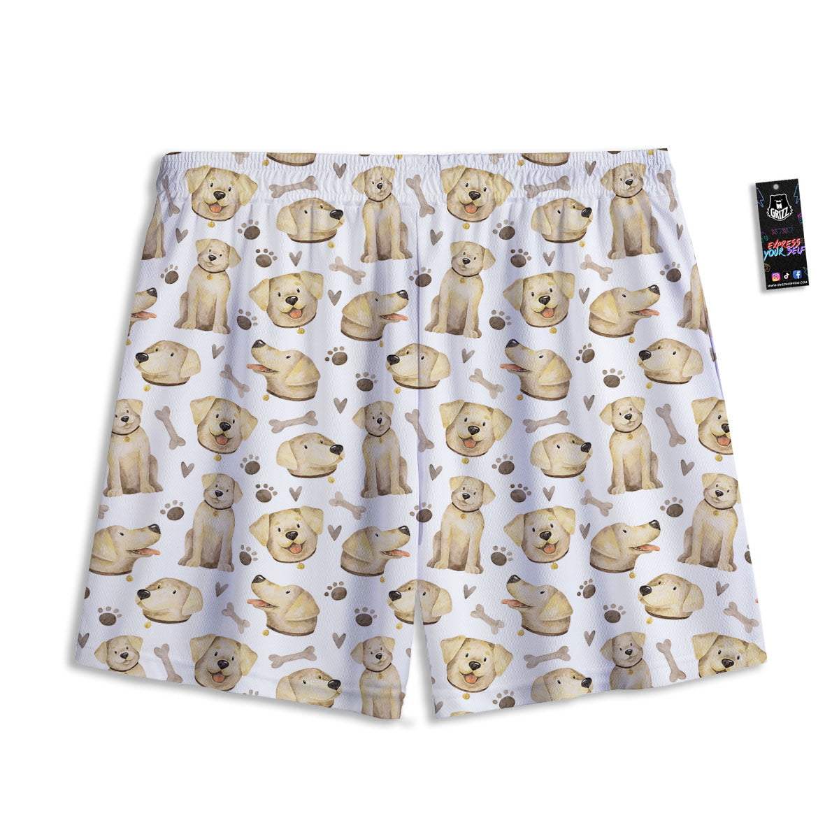 Labrador Retriever Happy Print Pattern Mesh Shorts