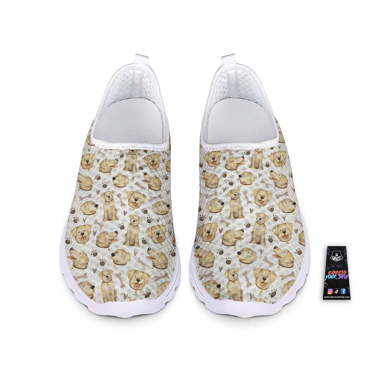 Labrador Retriever Happy Print Pattern Nurse Shoes-grizzshop