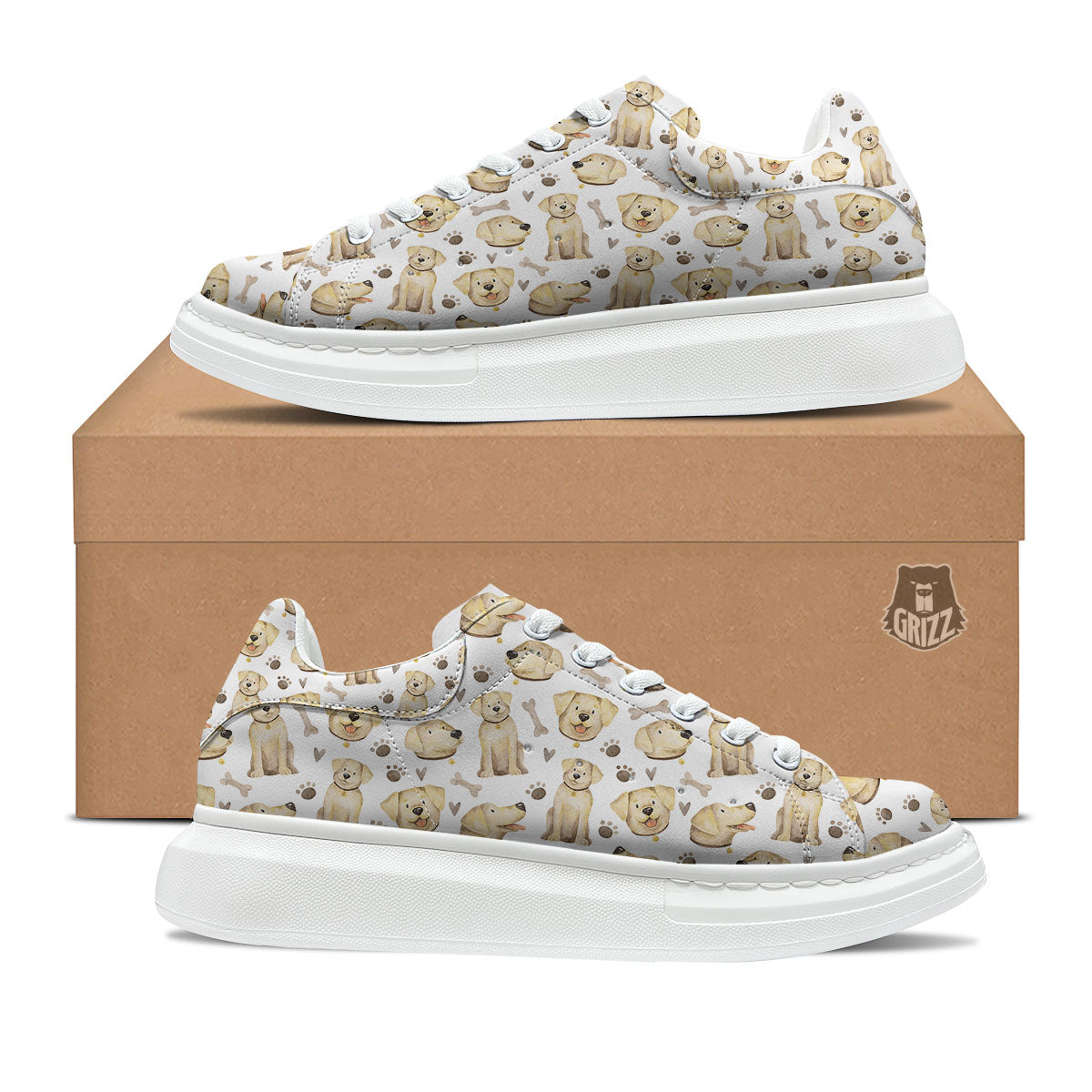 Labrador Retriever Happy Print Pattern Platform Shoes-grizzshop