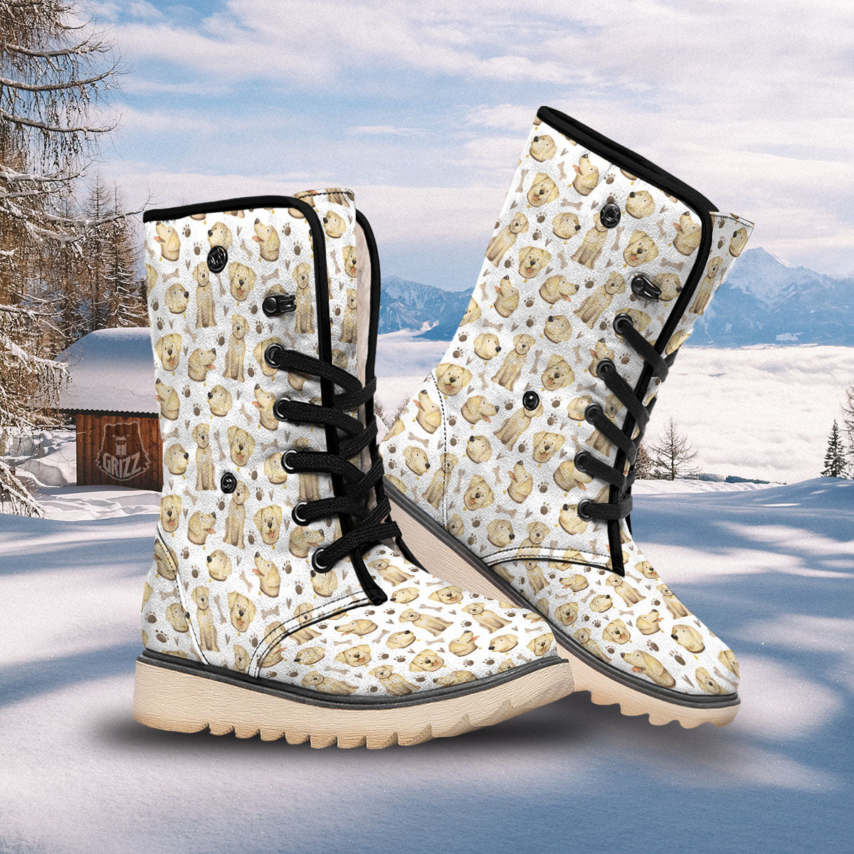 Labrador Retriever Happy Print Pattern Snow Boots-grizzshop