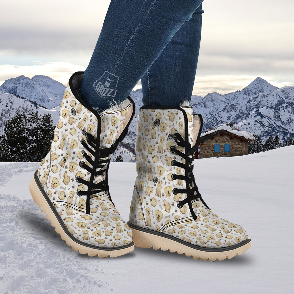 Labrador Retriever Happy Print Pattern Snow Boots-grizzshop