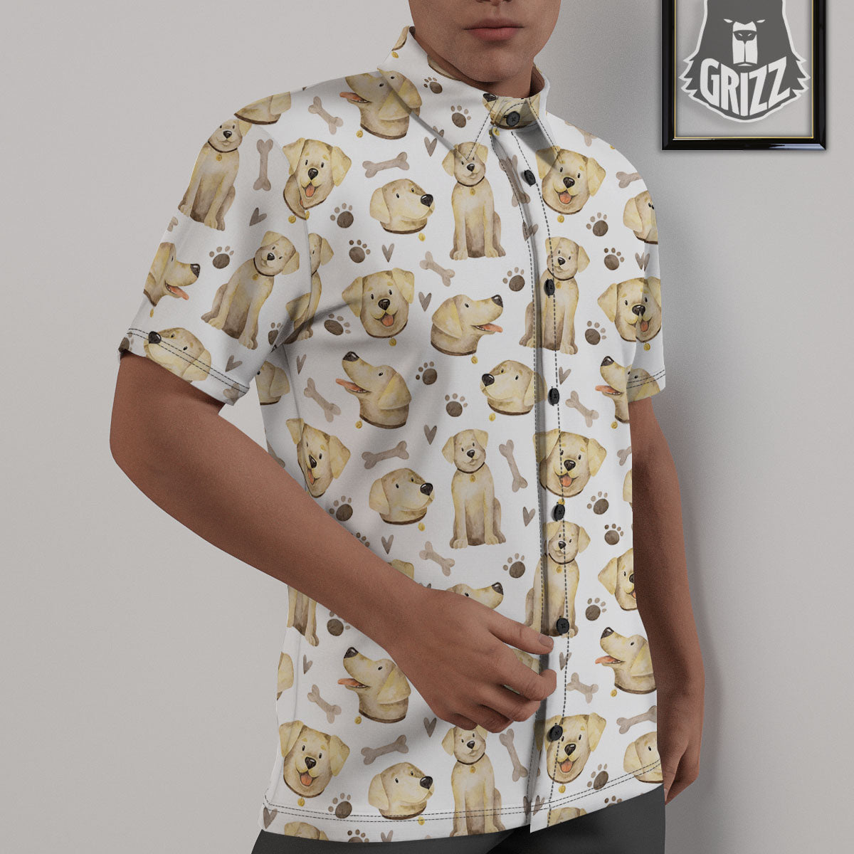 Labrador Retriever Happy Print Pattern Untucked Shirts-grizzshop