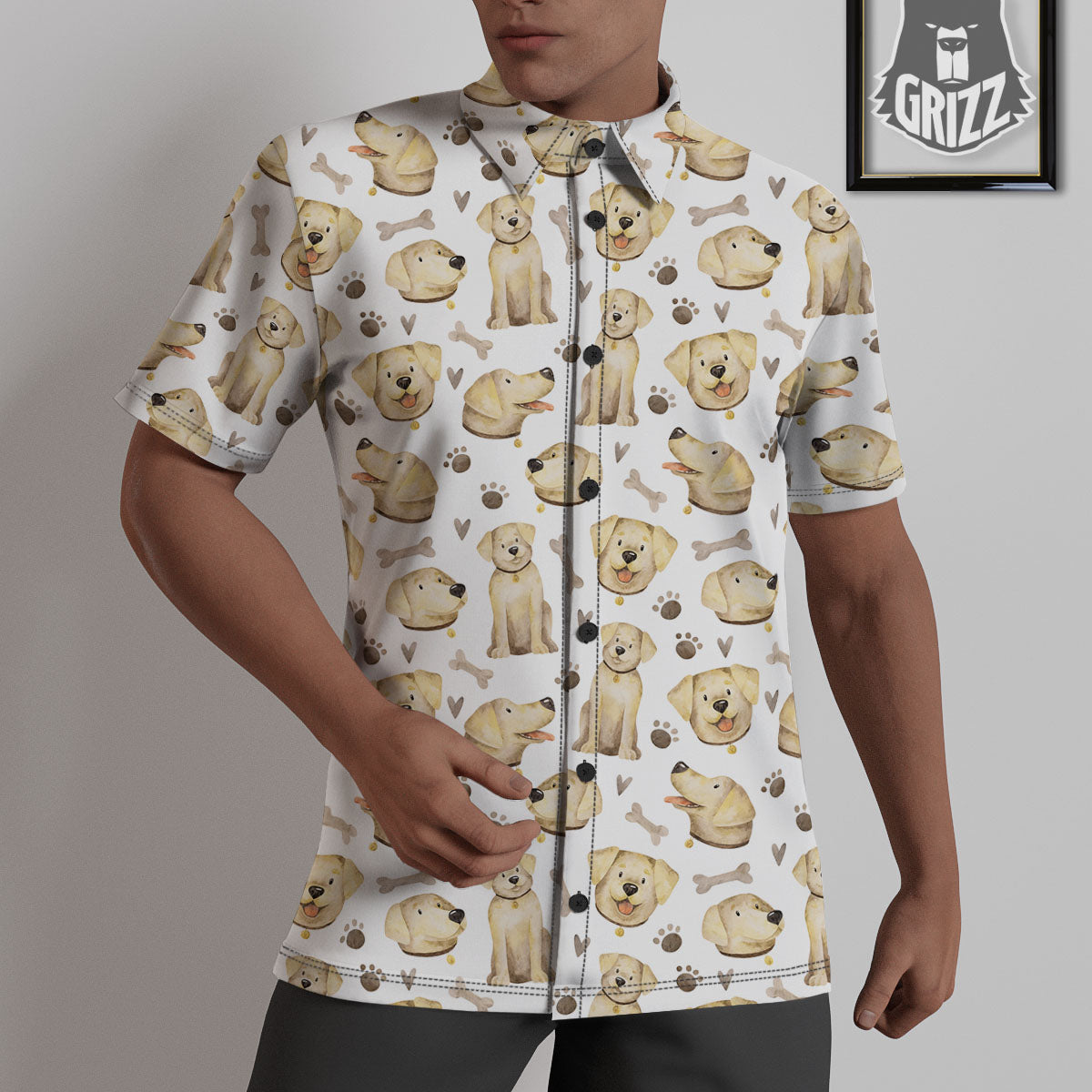 Labrador Retriever Happy Print Pattern Untucked Shirts-grizzshop