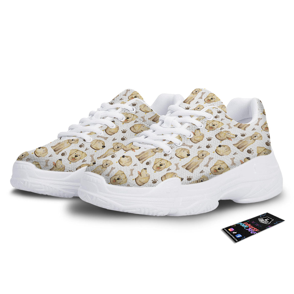 Labrador Retriever Happy Print Pattern White Chunky Shoes-grizzshop