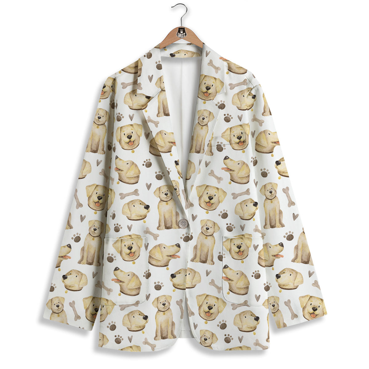 Labrador Retriever Happy Print Pattern Women's Blazer-grizzshop