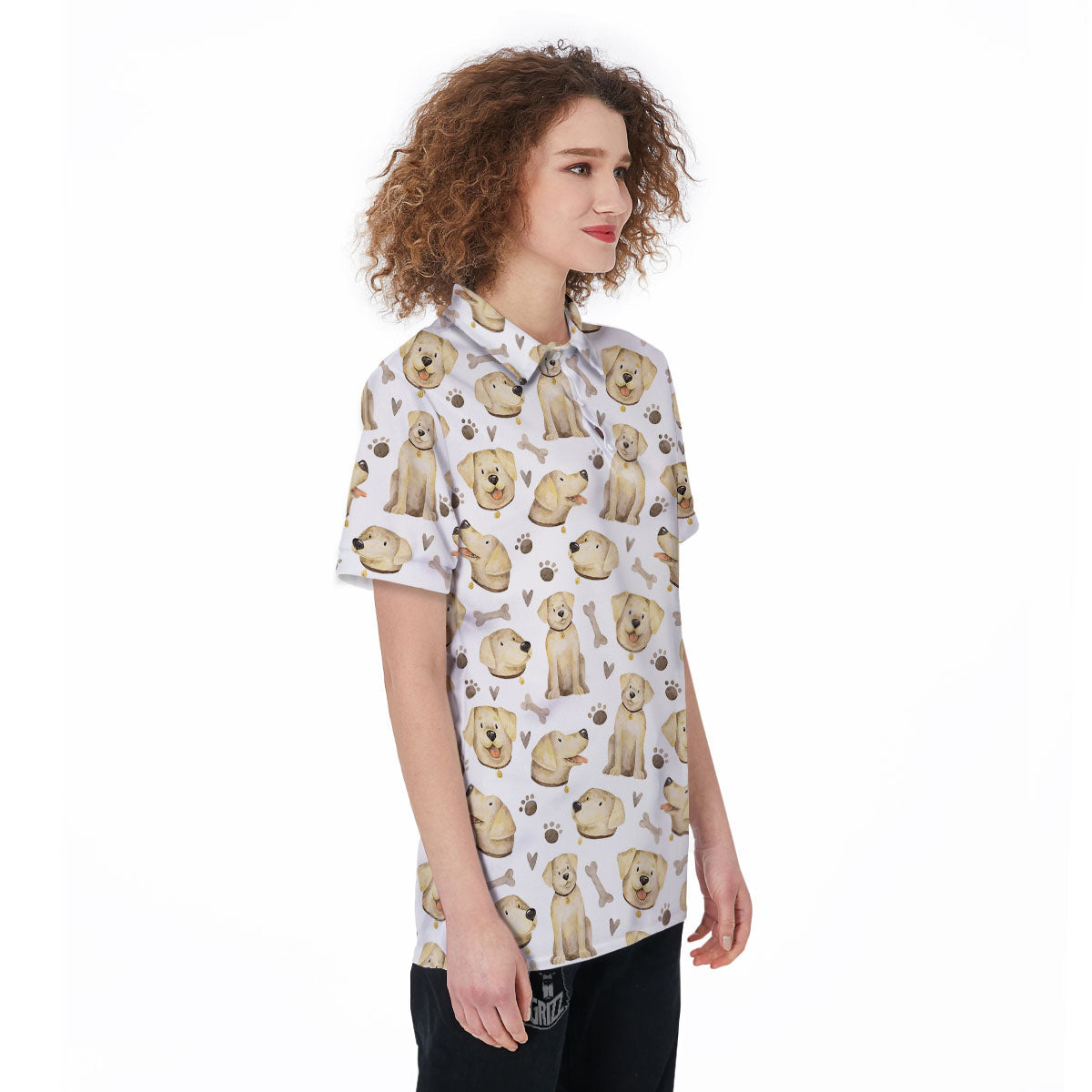 Labrador Retriever Happy Print Pattern Women's Golf Shirts-grizzshop