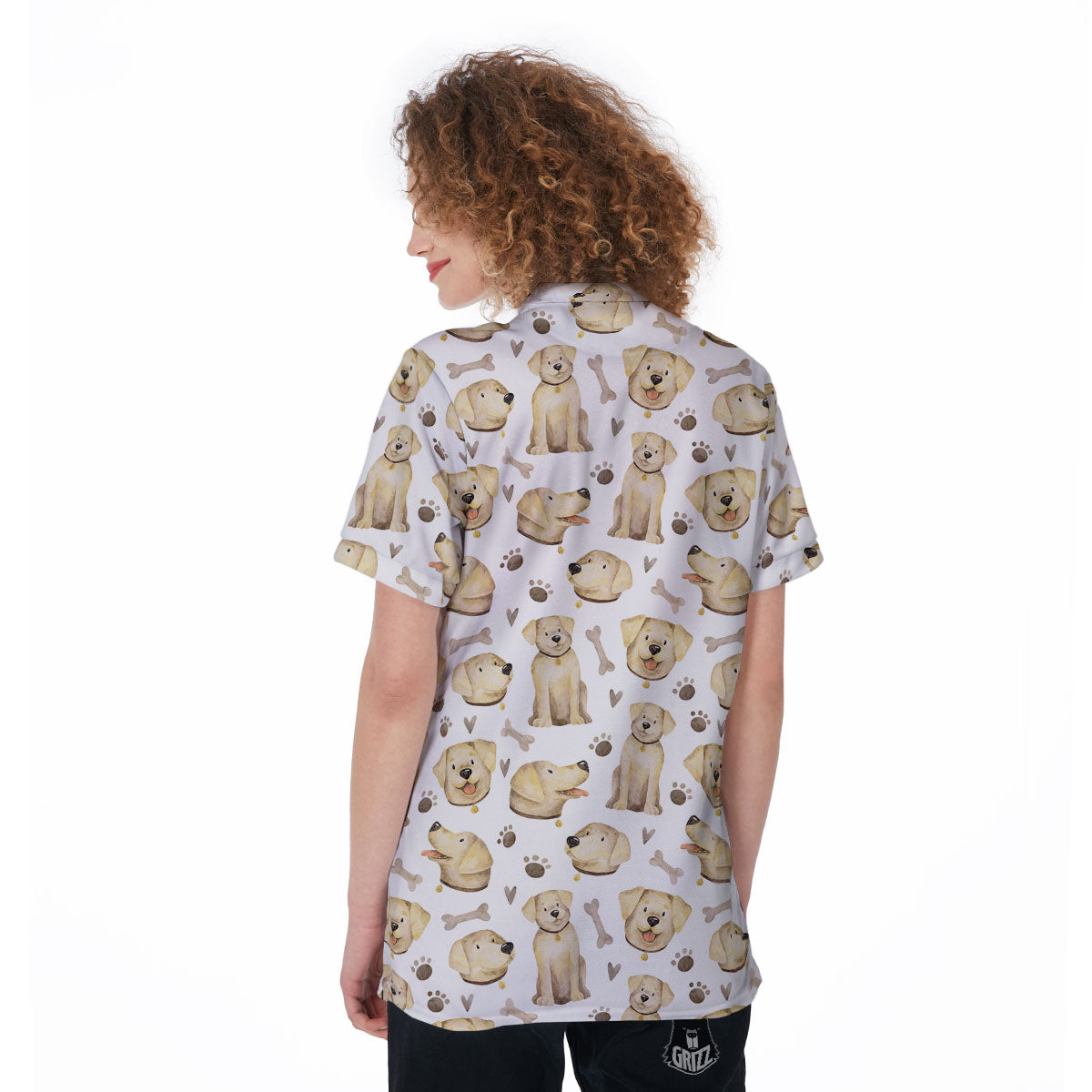 Labrador Retriever Happy Print Pattern Women's Golf Shirts-grizzshop